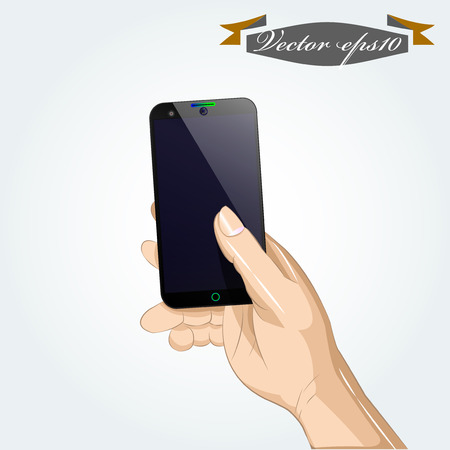 hand holding smart phoneのイラスト素材