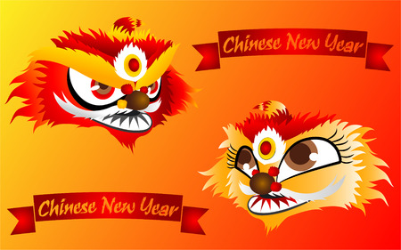 head of lion dance Chinese new yearのイラスト素材
