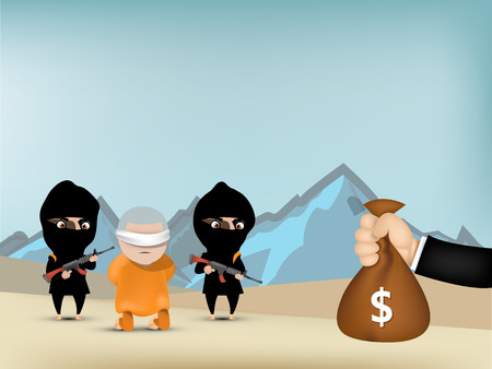 giving money to terrorist for saving hostageのイラスト素材
