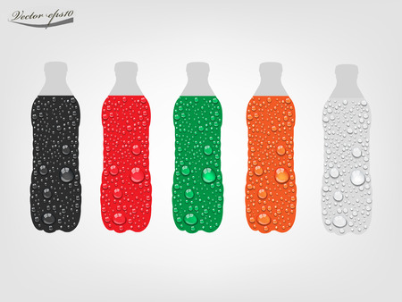 vector of cola bottle from transparent water dropのイラスト素材