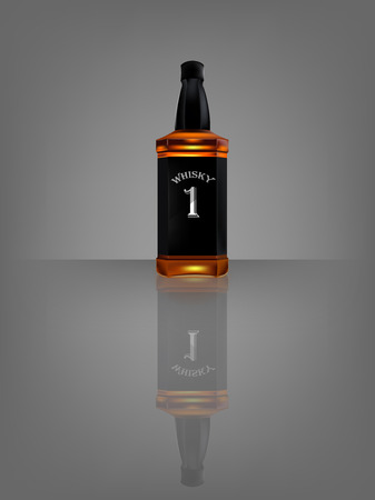 vector of realistic beautiful whisky bottle with reflect shadowのイラスト素材