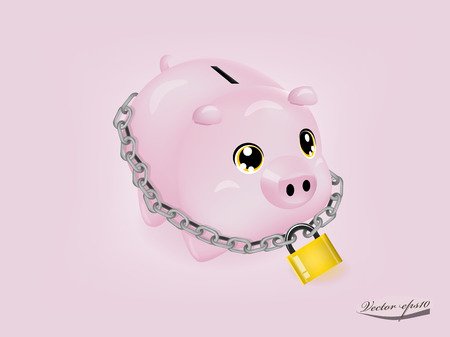 vector of piggy bank that was lockedのイラスト素材