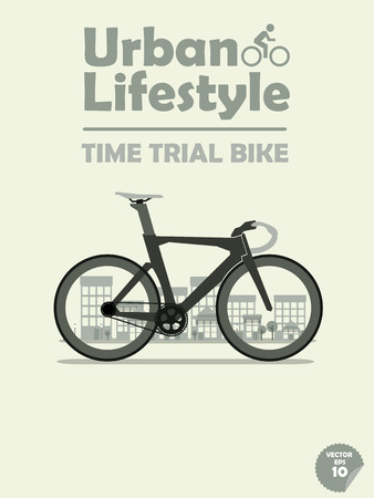 time trial bike on town backgroundのイラスト素材