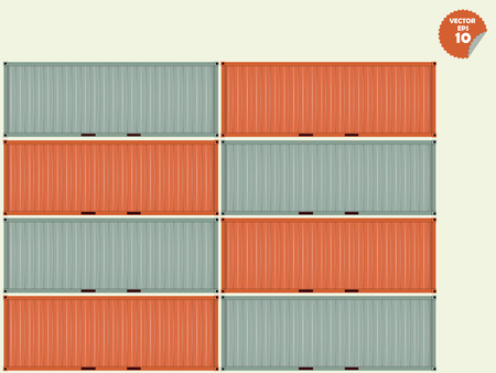container stacked waiting for shipping,logistic conceptのイラスト素材