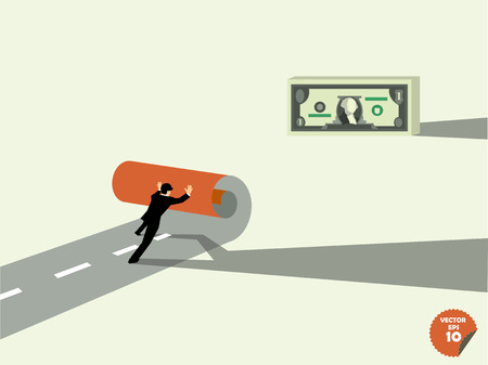 business man create own way to dollar money,business success conceptのイラスト素材