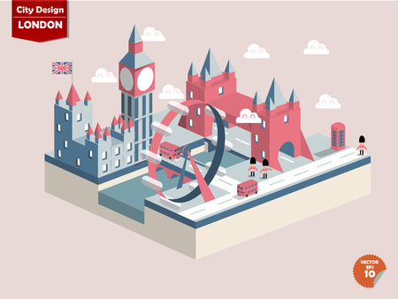 London EnglandLondon city design in perspectivecute design of london city consist of bigbenElizabeth Towerlondon eyeriver thamespalace of westminstertower bridgeLondon Busesred telephone boxのイラスト素材