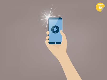 taking picture with smartphone,snapshot with smartphoneのイラスト素材