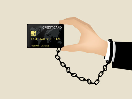 beautiful design of credit card and debt,hand chained with credit cardのイラスト素材