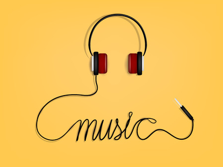 graphic design of music,headphone's wire as music alphabet formのイラスト素材
