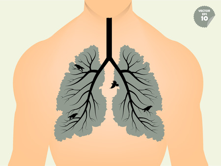 beautiful graphic design concept of lungs like the branch of tree and leaf,conceptual graphic of human lungs like treeのイラスト素材