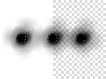 realistic bullet holes from a firearm in a metal plate on transparent background,texture design conceptのイラスト素材