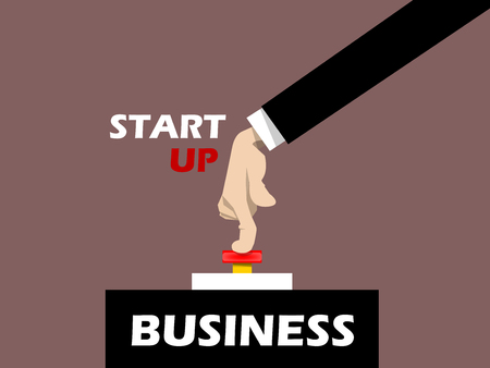 businessman hand pressing start button on business, business start conceptualのイラスト素材