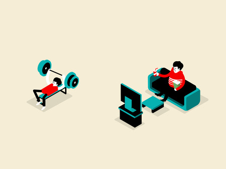 isometric illustration of healthy lifestyle conceptのイラスト素材