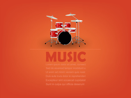 info graphic design vector of drum set with music text and copy space,realistic retro design, music design concept, music info graphic design posterのイラスト素材