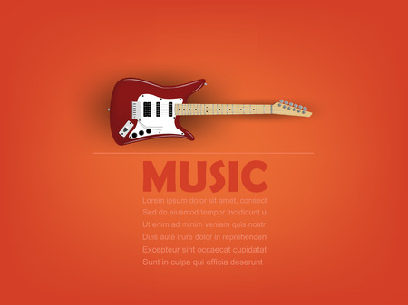info graphic design vector of electric guitar with music text and copy space,realistic retro design, music design concept, music info graphic design posterのイラスト素材