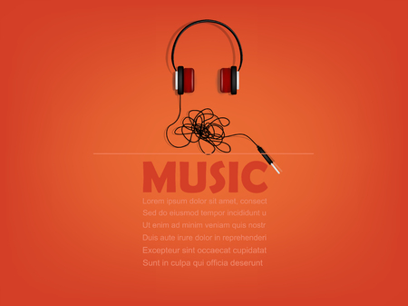 info graphic design vector of headphone with music text and copy space,realistic retro design, music design concept, music info graphic design posterのイラスト素材