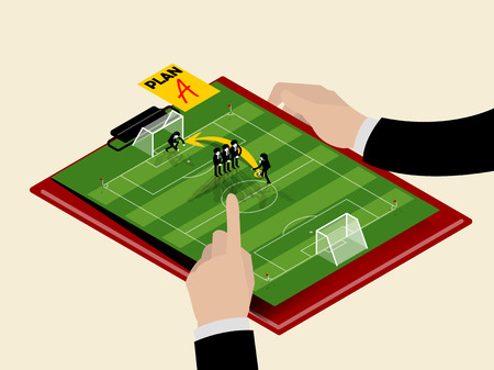 graphic design isometric style vector concept of business plan as football soccer plan, business success planning concept designのイラスト素材