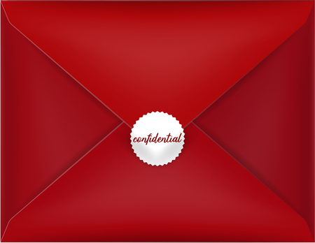 beautiful realistic illustration vector red envelope, red envelope isolated with confidential red seal on a background, realistic mockupのイラスト素材