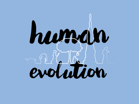 mono line illustration vector of human technology evolution, human technology evolution vector design conceptのイラスト素材