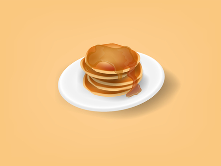 realistic illustration vector graphic design concept of pancakes with honey syrup on topのイラスト素材