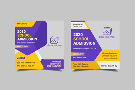 Kids school education admission social media post and web banner templateのイラスト素材