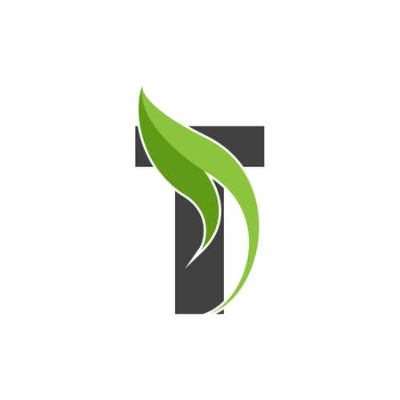 Leaf with letter logo vector icon illustrationのイラスト素材