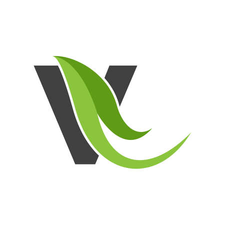 Leaf with letter logo vector icon illustrationのイラスト素材