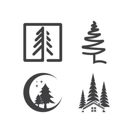 pine tree christmas vector icon template illustrationのイラスト素材