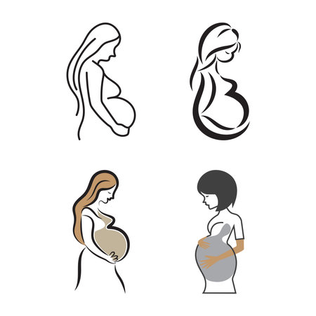 Pregnant vector logo design mother templateのイラスト素材