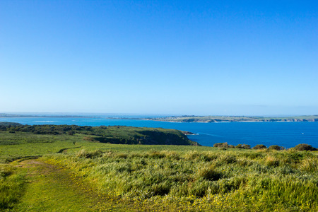 View to San Remo from Philip Island Nature Park, Philip lsland, Victoria, Australiaの写真素材