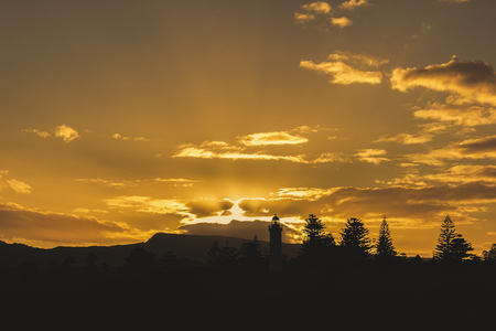 Kiama Lighthouse at sunset, Kiama, New South Wales, Australiaの写真素材