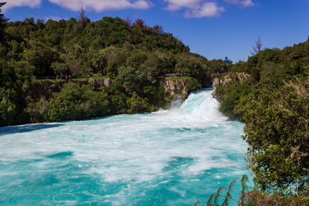 Powerful Huka Falls on the Waikato River near Taupo North Islandの写真素材