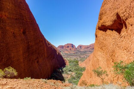 the scenic view of mount Olgas along the Walpa Gorge trailの写真素材