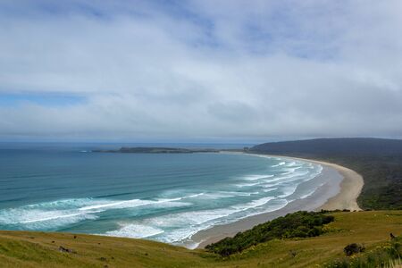 A great view from the Florence Hill Lookout along the Southern Scenic Route beach in South Island,...