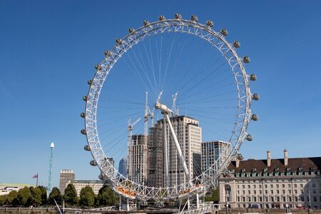 London, England - September 17, 2018: View of London Eye on a sunny day. London Eye is a famous tourist attractionのeditorial素材