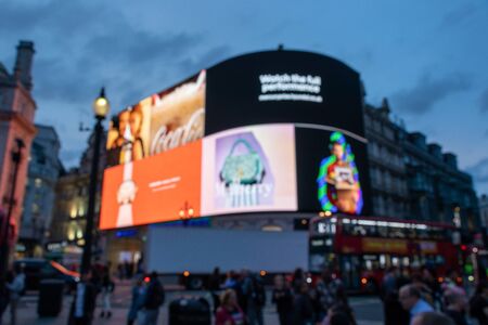 London, England - September 20, 2018: Famous Piccadilly Circus neon signage that has become a major attraction of Londonのeditorial素材