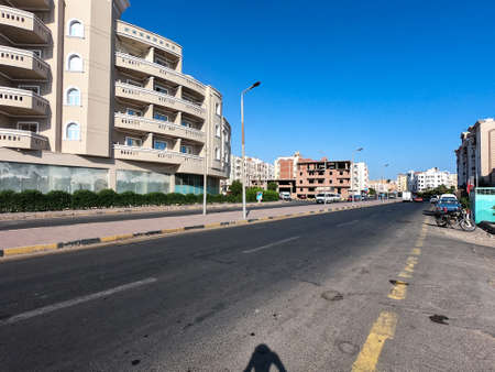 Hurghada, Egypt - December 6, 2018: Traffic on a city street in Hurghada, Egyptのeditorial素材