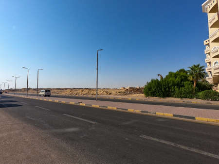 Hurghada, Egypt - December 6, 2018: Traffic on a city street in Hurghada, Egyptのeditorial素材