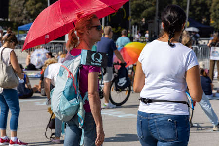 Demonstration in Theresienwiese, Munich, Germany on the 12.09.2020, protest against corona regulations in Bavaria and Germanyのeditorial素材