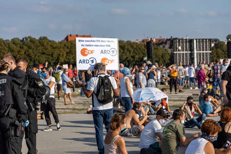Demonstration in Theresienwiese, Munich, Germany on the 12.09.2020, protest against corona regulations in Bavaria and Germanyのeditorial素材
