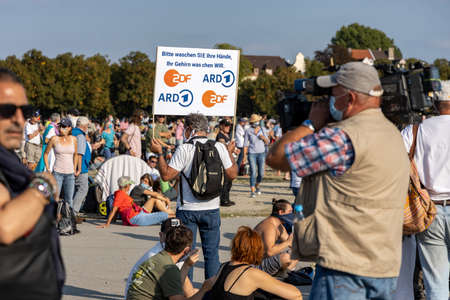 Demonstration in Theresienwiese, Munich, Germany on the 12.09.2020, protest against corona regulations in Bavaria and Germanyのeditorial素材