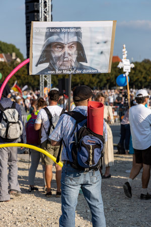 Demonstration in Theresienwiese, Munich, Germany on the 12.09.2020, protest against corona regulations in Bavaria and Germanyのeditorial素材