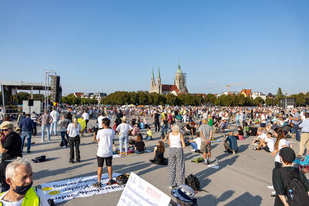 Demonstration in Theresienwiese, Munich, Germany on the 12.09.2020, protest against corona regulations in Bavaria and Germanyのeditorial素材