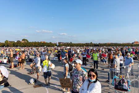Demonstration in Theresienwiese, Munich, Germany on the 12.09.2020, protest against corona regulations in Bavaria and Germanyのeditorial素材
