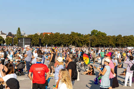Demonstration in Theresienwiese, Munich, Germany on the 12.09.2020, protest against corona regulations in Bavaria and Germanyのeditorial素材