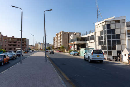 Hurghada, Egypt - December 6, 2018: Traffic on a city street in Hurghada, Egyptのeditorial素材