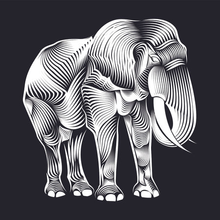 Elephant Line Art Illustration vector designのイラスト素材