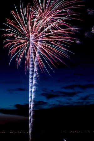 Long exposure of fireworks on July 4th. の素材