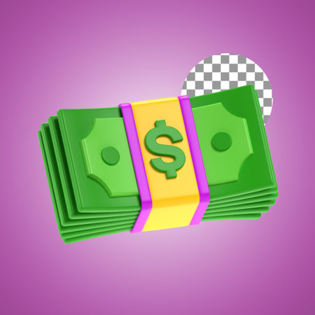 Money bundle 3d illustration isolated on white background with clipping pathのイラスト素材