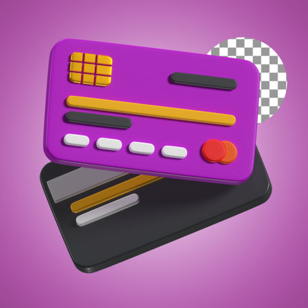 Credit card icon. 3d rendering on magenta background with shadowのイラスト素材